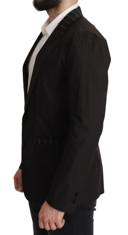 Dolce & Gabbana - Blazer noir en coton à simple boutonnage