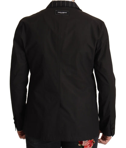 Dolce & Gabbana - Blazer noir en coton à simple boutonnage