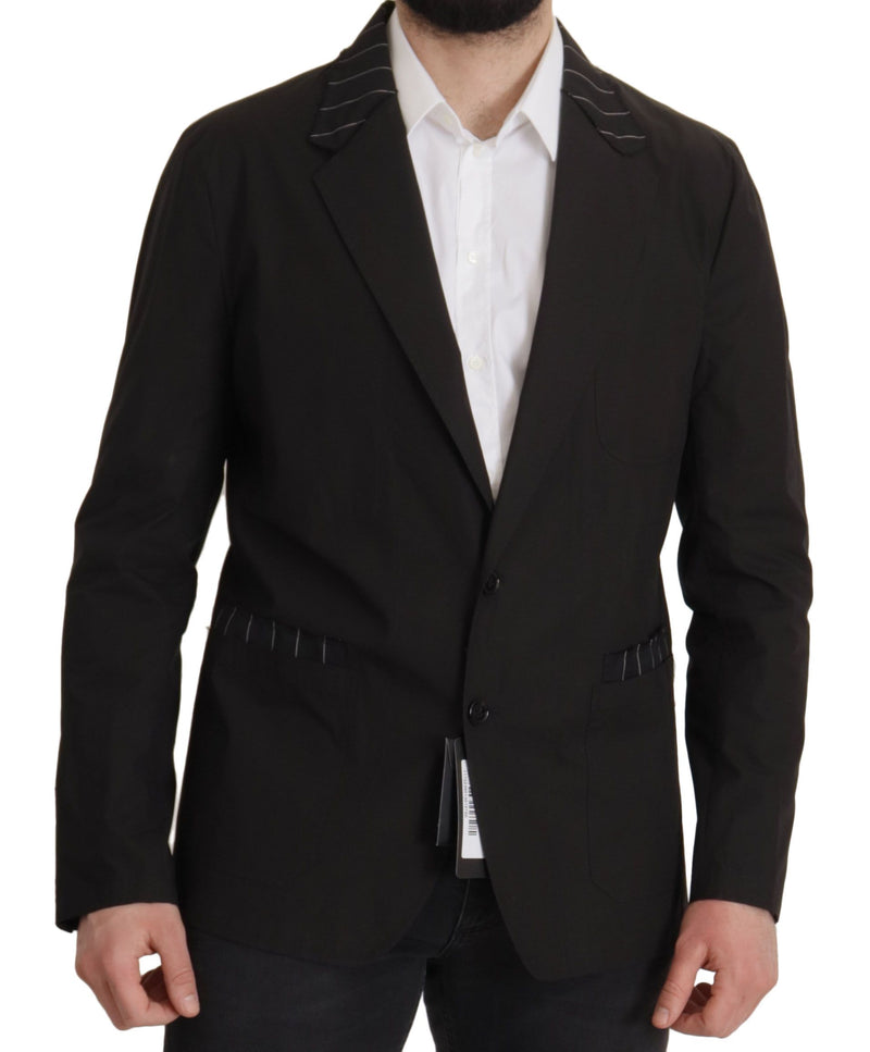 Dolce &amp; Gabbana - Blazer noir en coton à simple boutonnage
