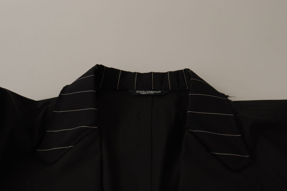 Dolce &amp; Gabbana - Blazer noir en coton à simple boutonnage