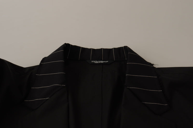 Dolce &amp; Gabbana - Blazer noir en coton à simple boutonnage
