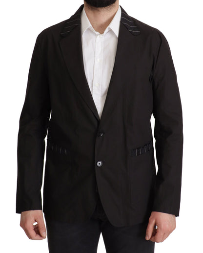 Dolce & Gabbana - Blazer noir en coton à simple boutonnage