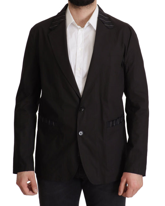 Dolce & Gabbana - Blazer noir en coton à simple boutonnage