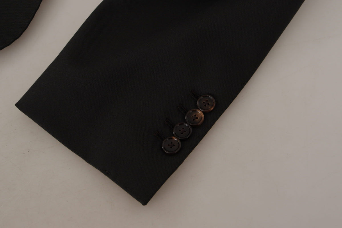 Dolce &amp; Gabbana Blazer noir en laine à simple boutonnage v