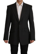 Dolce &amp; Gabbana Blazer noir en laine à simple boutonnage v