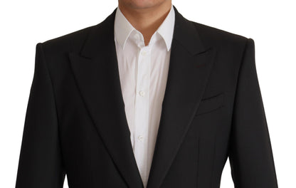 Dolce & Gabbana Blazer noir en laine à simple boutonnage v