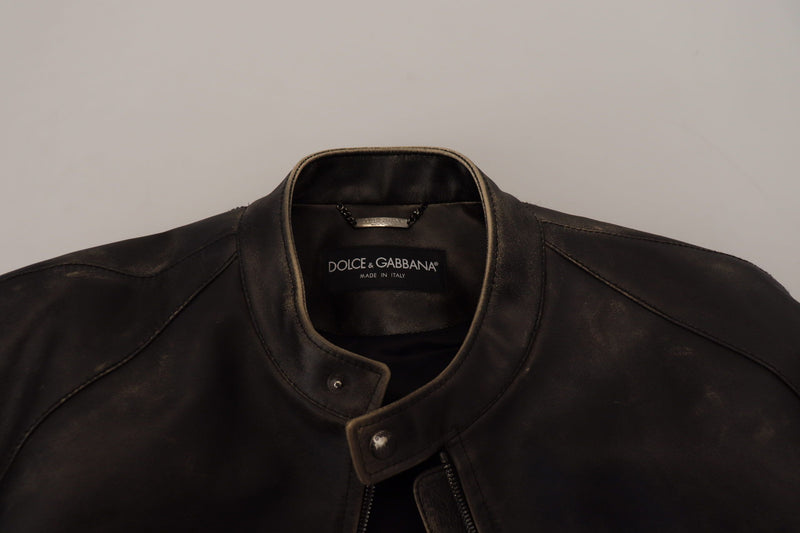 Dolce & Gabbana leren bikerjas met ritssluiting in het zwart
