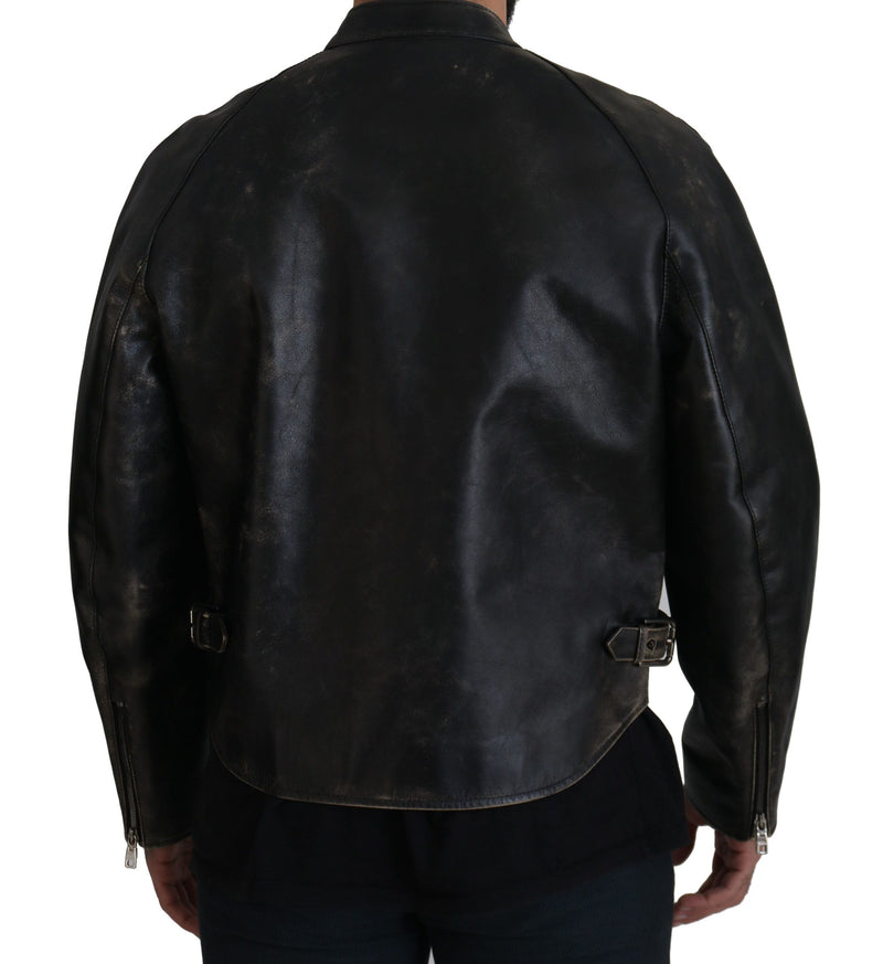 Dolce & Gabbana leren bikerjas met ritssluiting in het zwart