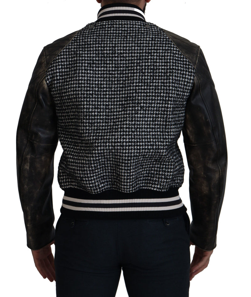 Dolce & Gabbana zwarte bomberjas van polyester met schotse ruiten