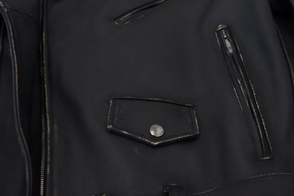 Veste en cuir noir à fermeture éclair, style motard, Dolce & Gabbana