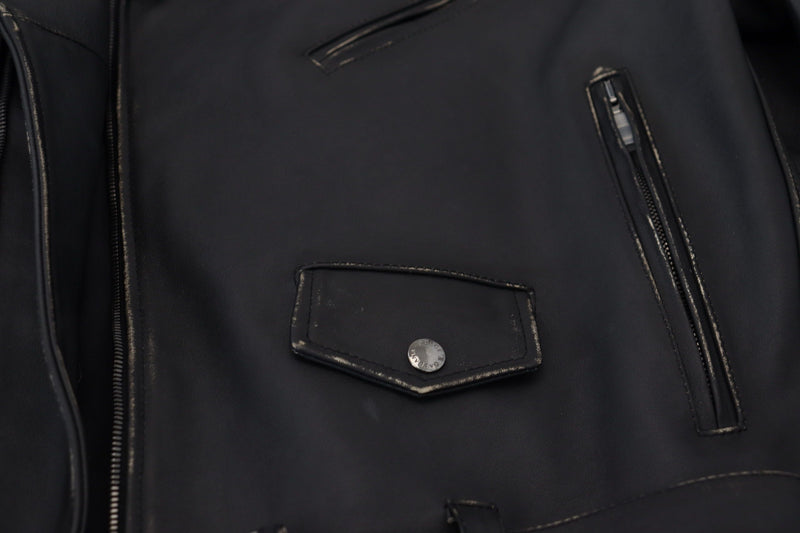 Dolce & Gabbana Zwarte Lederen Bikerjas met Ritssluiting