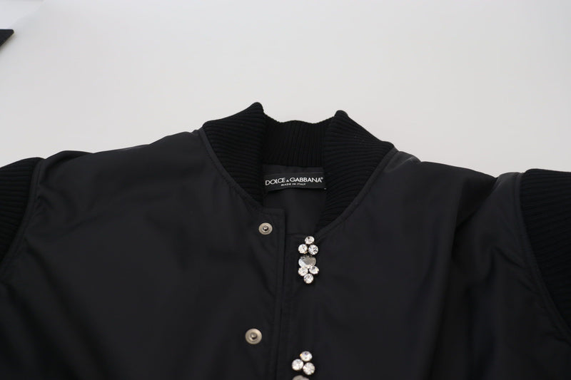 Dolce & Gabbana Jas met knopen van zwart nylon en kristallen