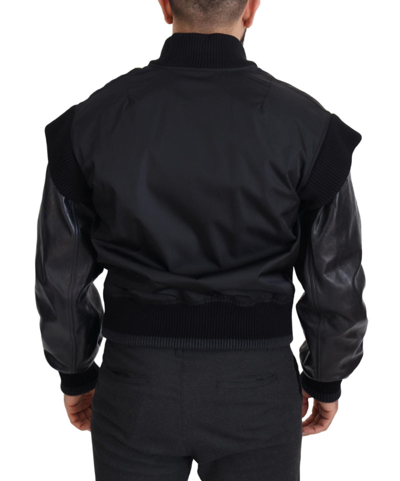 Dolce & Gabbana Jas met knopen van zwart nylon en kristallen