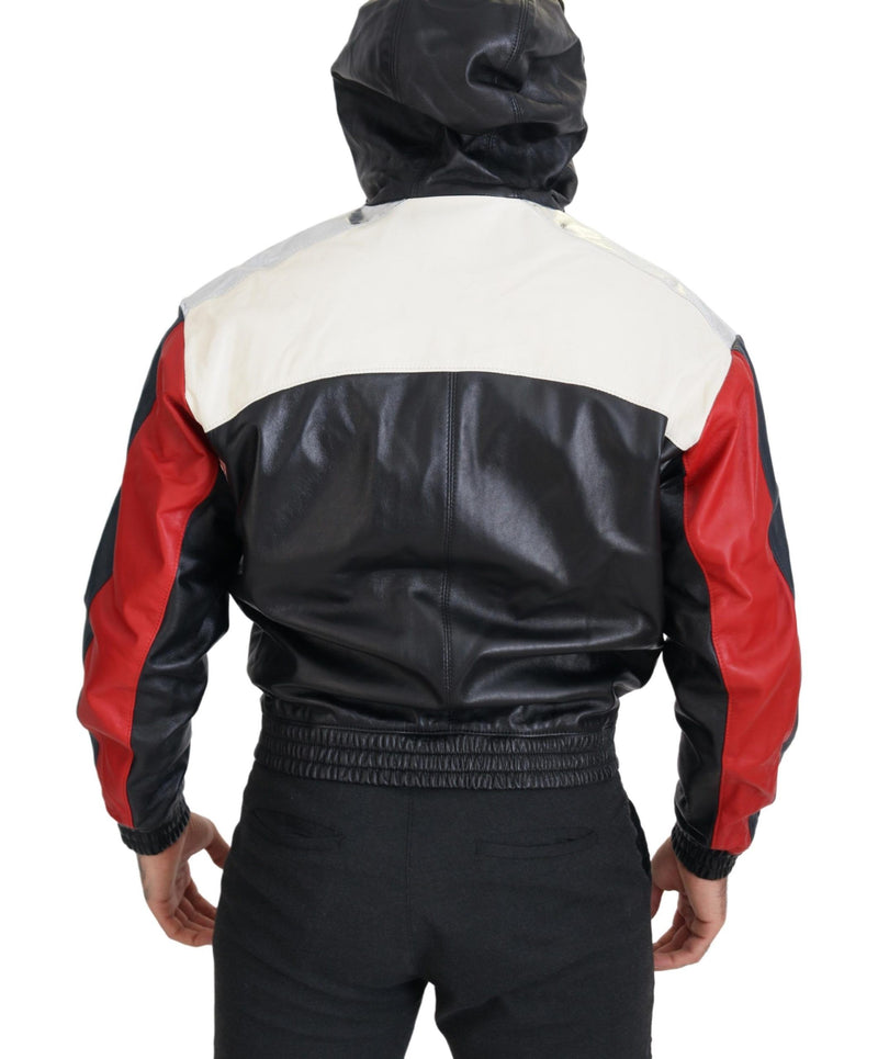 Dolce & Gabbana zwarte leren blouson jas met capuchon