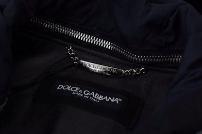 Dolce & Gabbana, veste-blouson noire en polyester avec capuche.