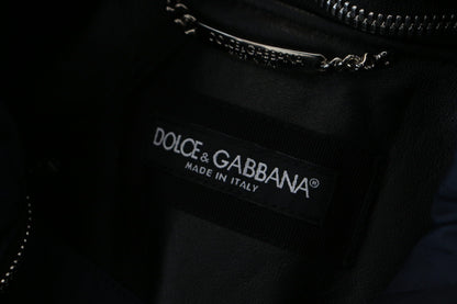Dolce & Gabbana, veste-blouson noire en polyester avec capuche.