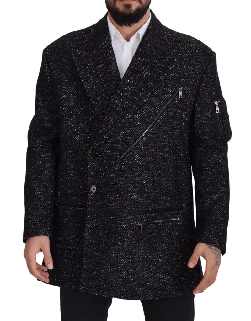 Dolce & Gabbana Zwarte Wollen Dubbelbrestige Jas voor Heren