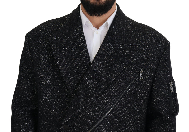 Dolce & Gabbana Zwarte Wollen Dubbelbrestige Jas voor Heren