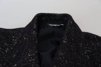 Manteau noir en laine à double boutonnage pour homme de Dolce & Gabbana