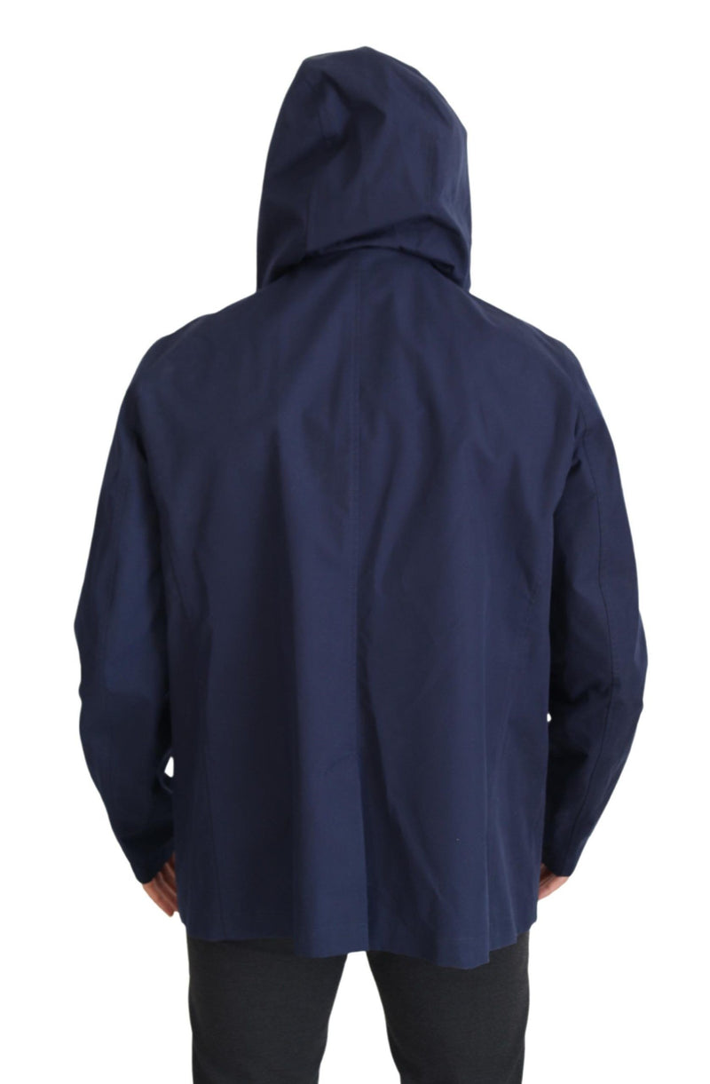 Dolce & Gabbana blauwe, dubbelgeknapte jas met capuchon