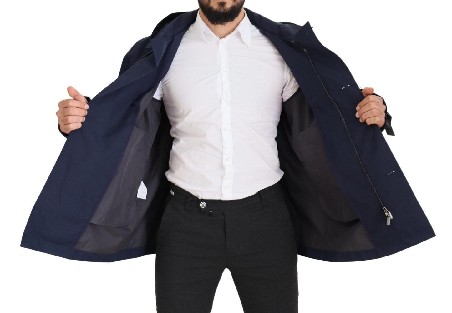 Dolce & Gabbana Veste-manteau bleu à capuche et à double boutonnage