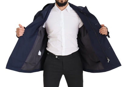 Dolce & Gabbana Veste-manteau bleu à capuche et à double boutonnage