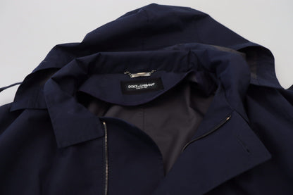 Dolce & Gabbana Veste-manteau bleu à capuche et à double boutonnage