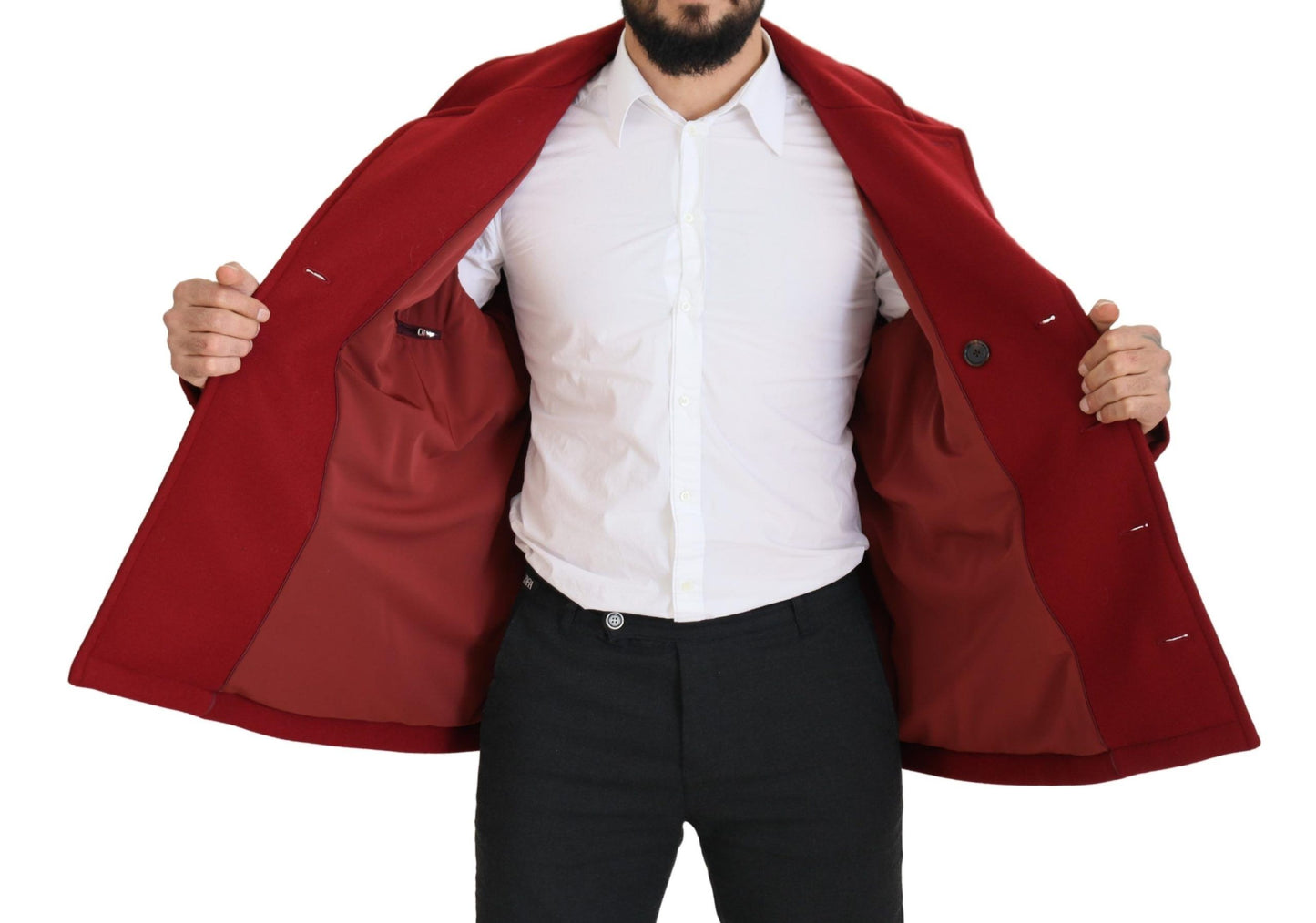 Dolce & Gabbana, manteau-veste rouge en laine à double boutonnage