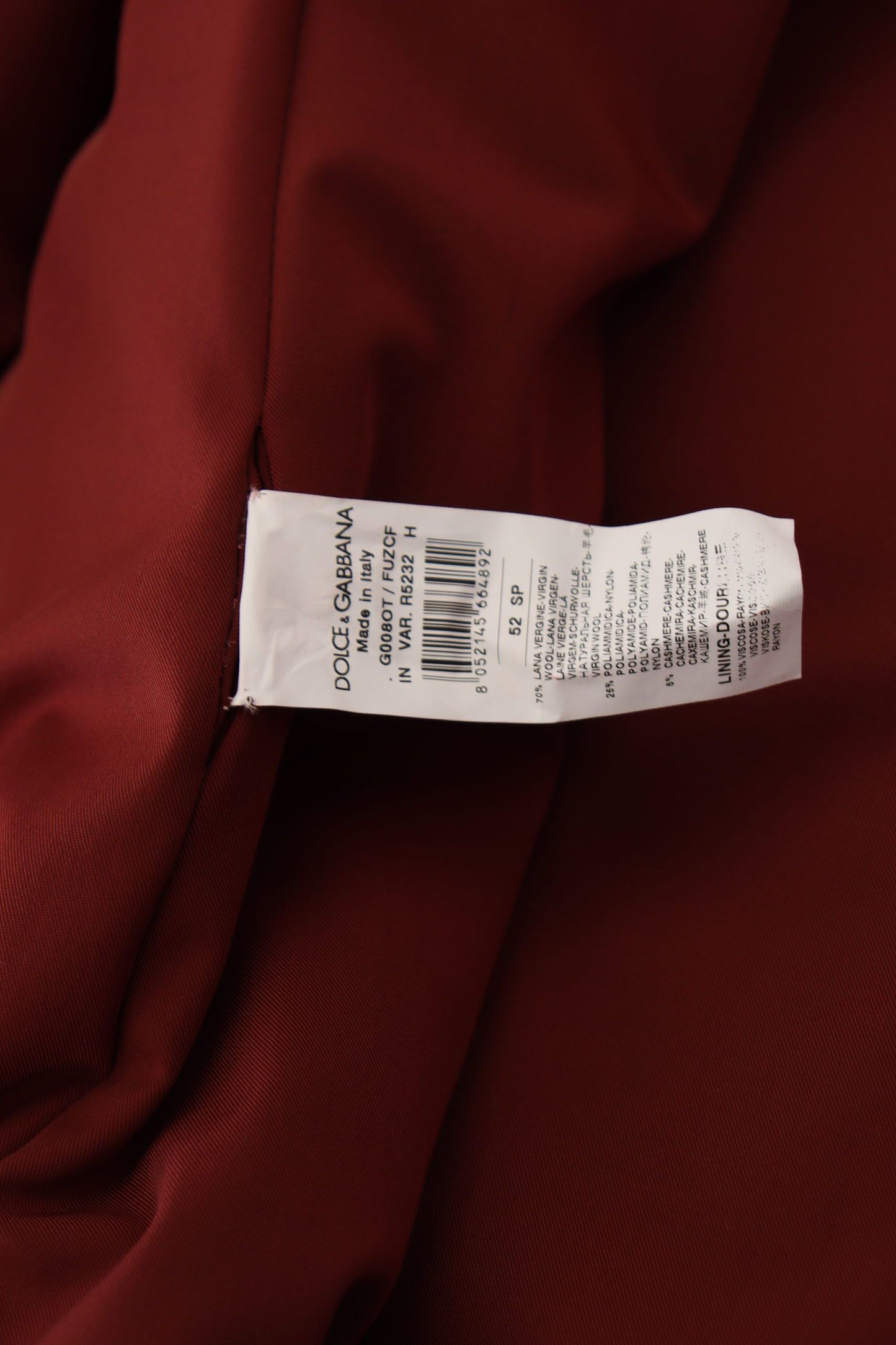 Dolce & Gabbana, manteau-veste rouge en laine à double boutonnage