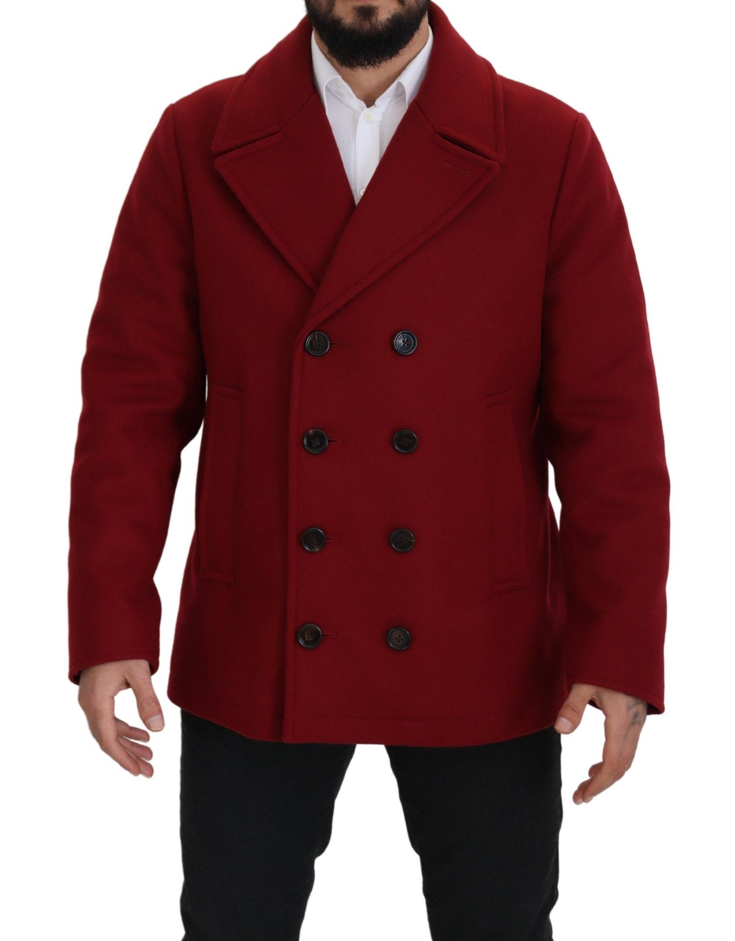 Dolce & Gabbana, manteau-veste rouge en laine à double boutonnage
