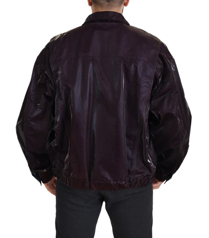 Manteau/veste pour homme en nylon bordeaux à col montant de Dolce & Gabbana