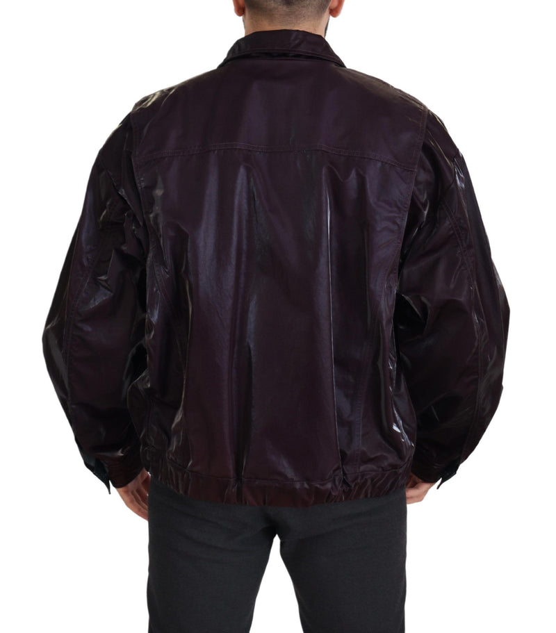 Dolce & Gabbana Bordeaux Nylon Jas met Kraag voor Heren