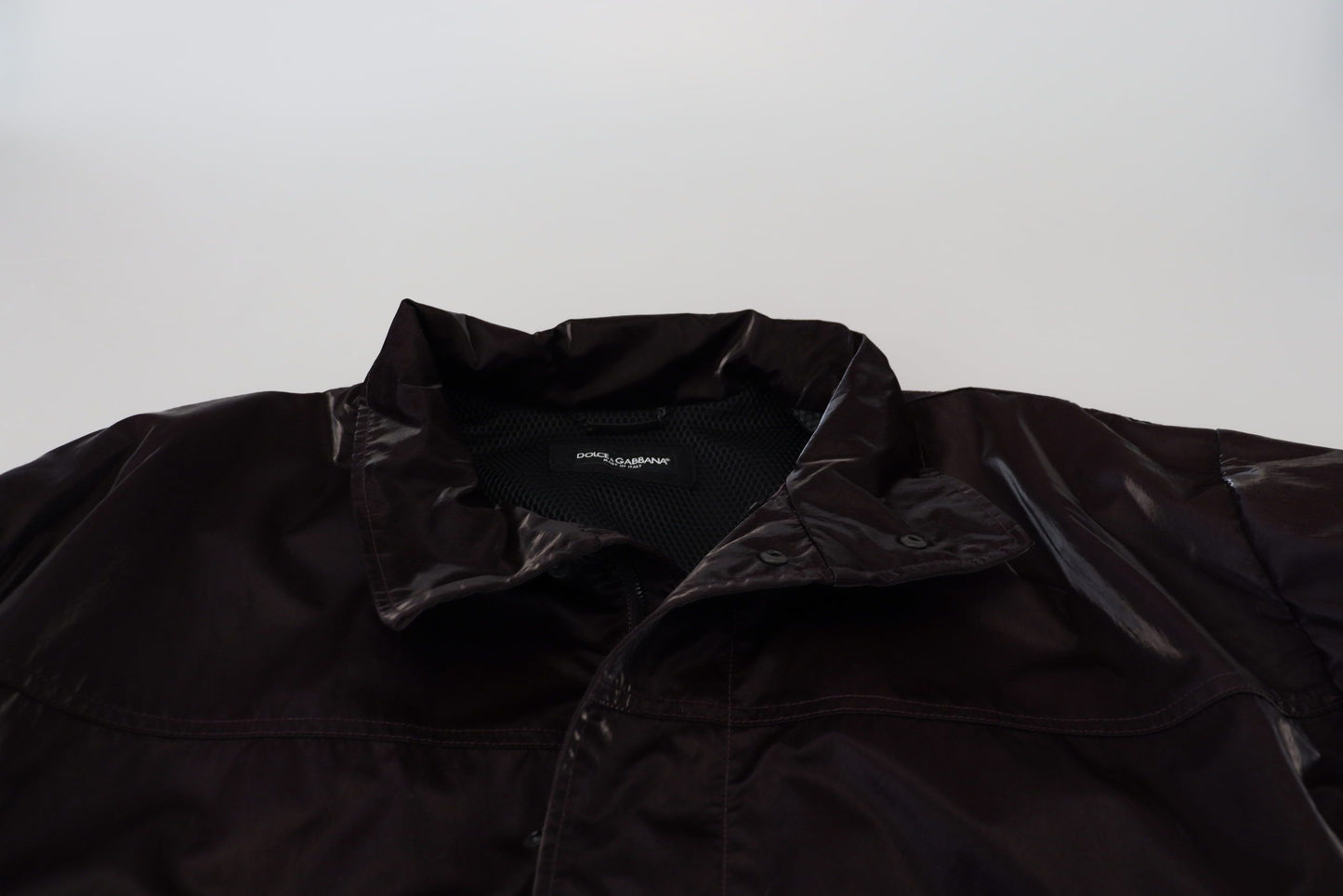 Manteau/veste pour homme en nylon bordeaux à col montant de Dolce & Gabbana