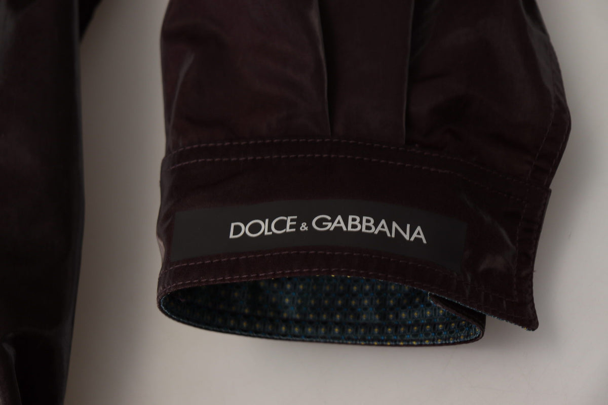 Manteau/veste pour homme en nylon bordeaux à col montant de Dolce & Gabbana