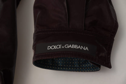 Manteau/veste pour homme en nylon bordeaux à col montant de Dolce & Gabbana