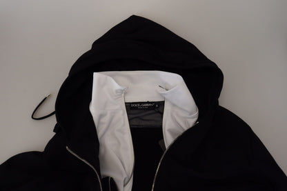 Veste à capuche et fermeture éclair intégrale en polyester noir de Dolce & Gabbana