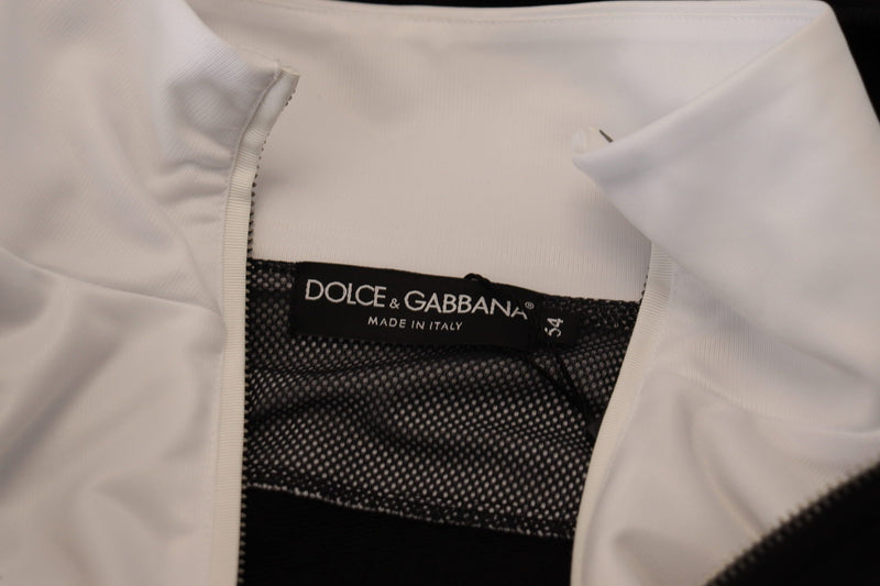 Dolce & Gabbana zwarte polyester jas met capuchon en ritssluiting