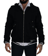 Veste à capuche et fermeture éclair intégrale en polyester noir de Dolce & Gabbana