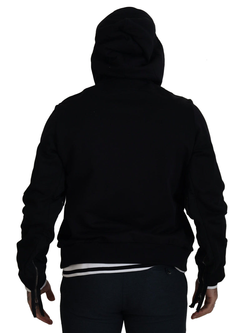 Dolce & Gabbana zwarte polyester jas met capuchon en ritssluiting