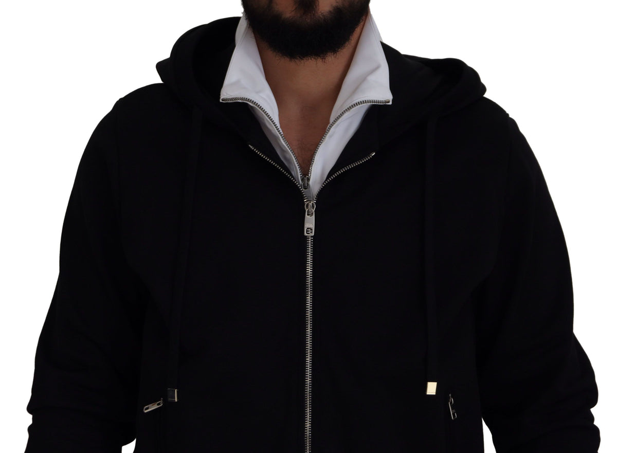 Veste à capuche et fermeture éclair intégrale en polyester noir de Dolce & Gabbana