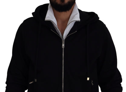 Veste à capuche et fermeture éclair intégrale en polyester noir de Dolce & Gabbana