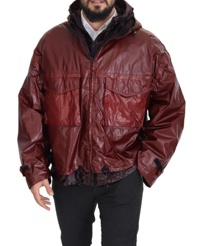 Veste à capuche et fermeture éclair intégrale en coton bordeaux de Dolce & Gabbana