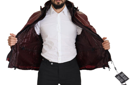 Veste à capuche et fermeture éclair intégrale en coton bordeaux de Dolce & Gabbana