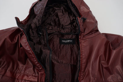 Veste à capuche et fermeture éclair intégrale en coton bordeaux de Dolce & Gabbana