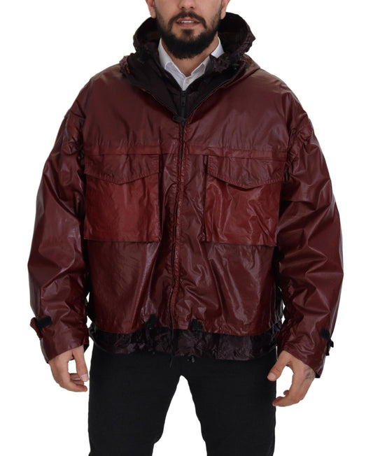 Veste à capuche et fermeture éclair intégrale en coton bordeaux de Dolce & Gabbana