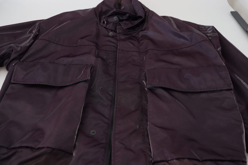 Dolce & Gabbana paarse nylon bikerjas met kraag