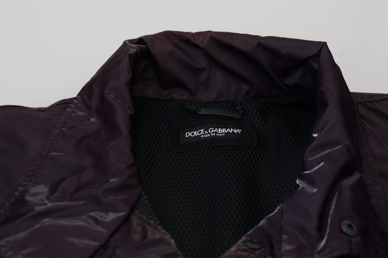Dolce & Gabbana paarse nylon bikerjas met kraag