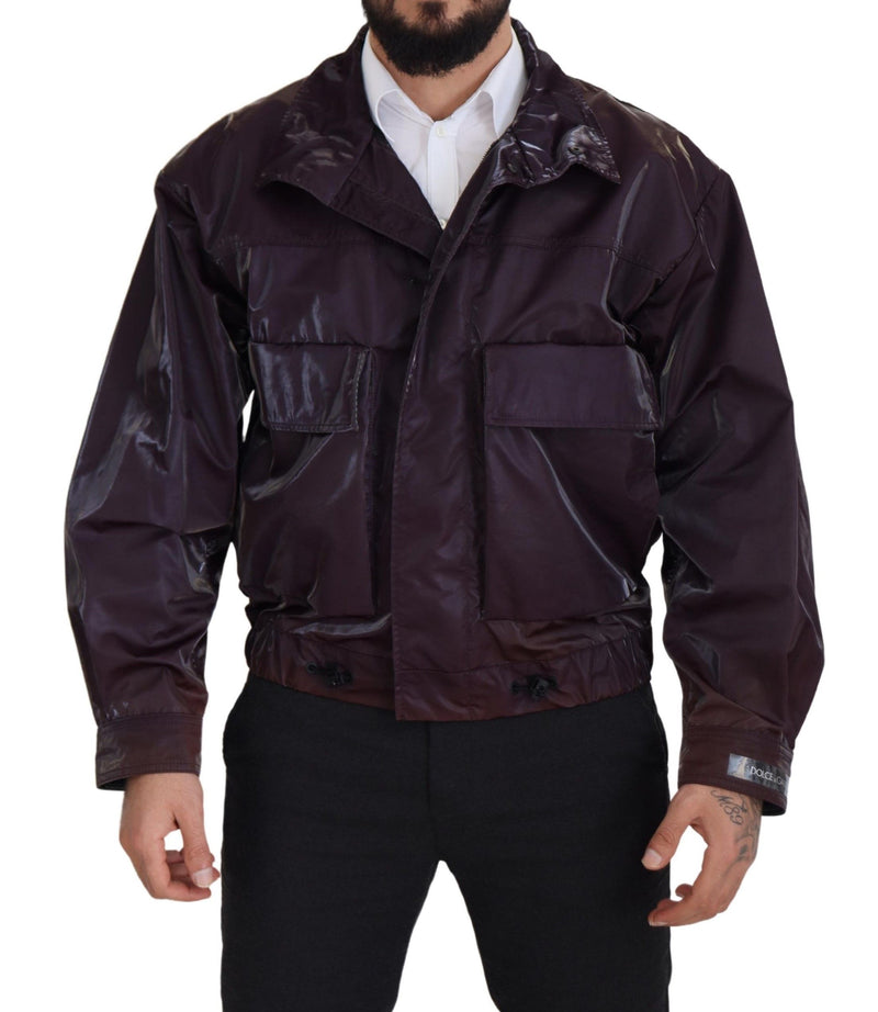Dolce & Gabbana paarse nylon bikerjas met kraag