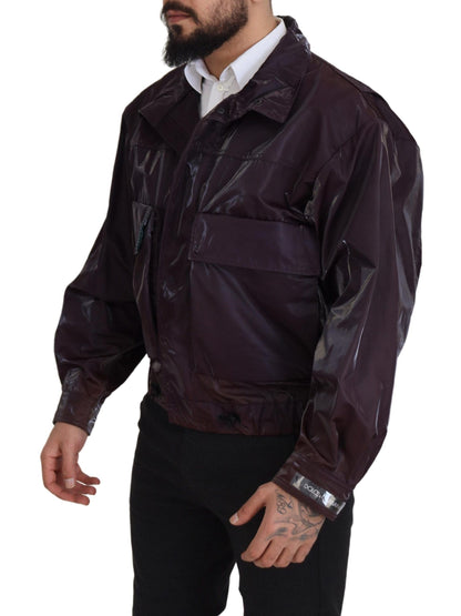 Veste motard en nylon violet à col montant Dolce & Gabbana