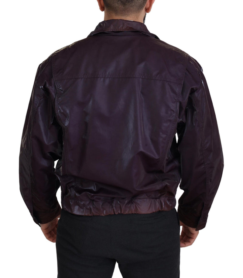 Dolce & Gabbana paarse nylon bikerjas met kraag
